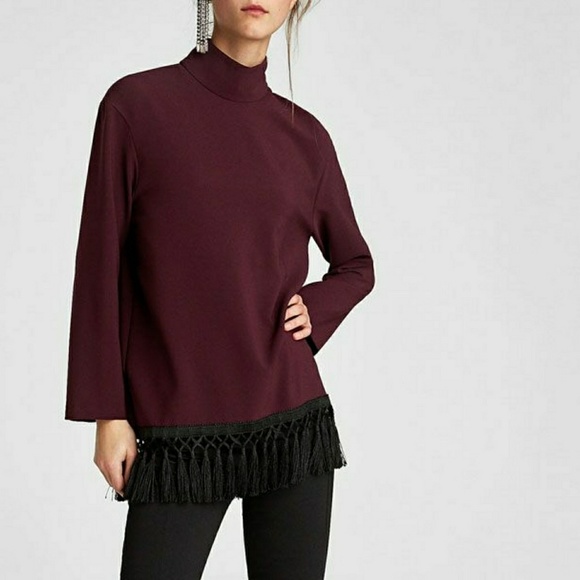 Zara Tops - Zara High Neck With Pom Poms